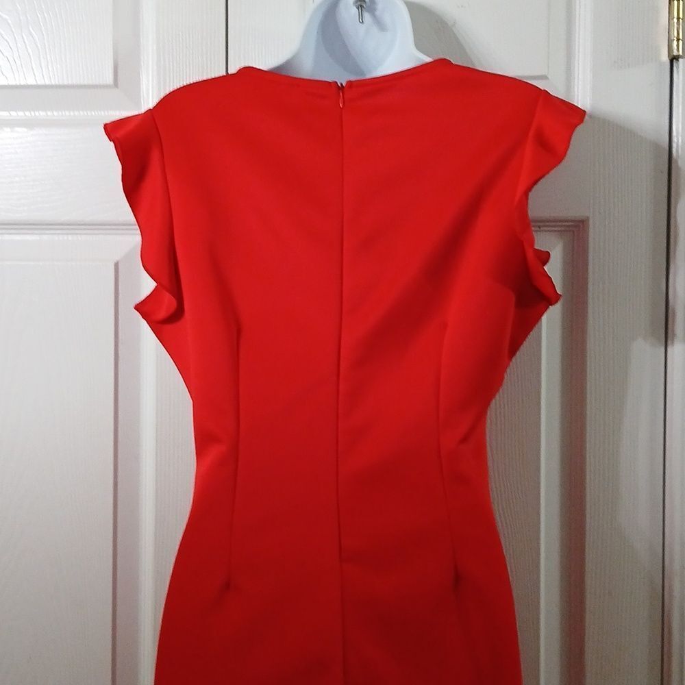 Holiday red ruffle side cinched holiday Christmas party  dress  Sz XL NWOT - Picture 9 of 10